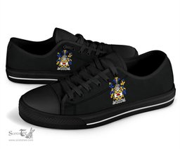 Irish McCann Coat of Arms Family Crest Ireland Low Top Shoes (Women's/Men's) Black/ White Irish Shoes