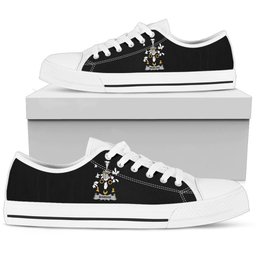 Irish Mangan or O'Mangan Coat of Arms Family Crest Ireland Low Top Shoes (Women's/Men's) Black/ White Irish Shoes