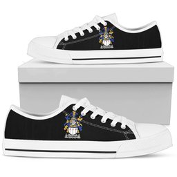 Irish McLysacht or Lysacht Coat of Arms Family Crest Ireland Low Top Shoes (Women's/Men's) Black/ White Irish Shoes