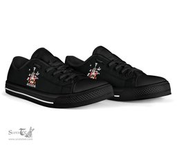 Irish McMillan Coat of Arms Family Crest Ireland Low Top Shoes (Women's/Men's) Black/ White Irish Shoes