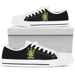 Irish Levinge or Levens Coat of Arms Family Crest Ireland Low Top Shoes (Women's/Men's) Black/ White Irish Shoes