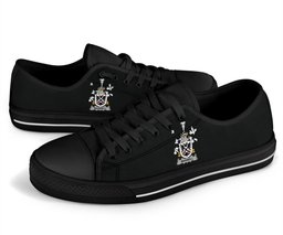Irish Maxwell Coat of Arms Family Crest Ireland Low Top Shoes (Women's/Men's) Black/ White Irish Shoes