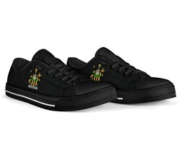 Irish Langford Coat of Arms Family Crest Ireland Low Top Shoes (Women's/Men's) Black/ White Irish Shoes