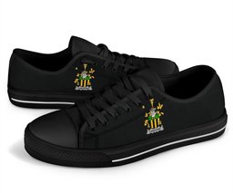 Irish Langford Coat of Arms Family Crest Ireland Low Top Shoes (Women's/Men's) Black/ White Irish Shoes