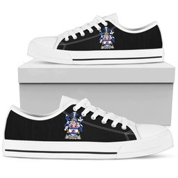 Irish Milligan Coat of Arms Family Crest Ireland Low Top Shoes (Women's/Men's) Black/ White Irish Shoes