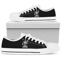 Irish Paine Coat of Arms Family Crest Ireland Low Top Shoes (Women's/Men's) Black/ White Irish Shoes