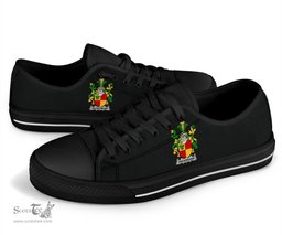 Irish Packenham Coat of Arms Family Crest Ireland Low Top Shoes (Women's/Men's) Black/ White Irish Shoes
