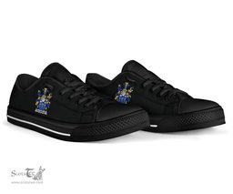 Irish Stevenson Coat of Arms Family Crest Ireland Low Top Shoes (Women's/Men's) Black/ White Irish Shoes