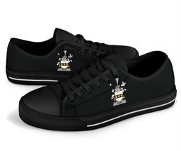 Irish Parke Coat of Arms Family Crest Ireland Low Top Shoes (Women's/Men's) Black/ White Irish Shoes