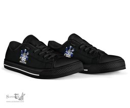 Irish Hassett or Hasset Coat of Arms Family Crest Ireland Low Top Shoes (Women's/Men's) Black/ White Irish Shoes