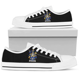 Irish Hendrick or O'Henrick Coat of Arms Family Crest Ireland Low Top Shoes (Women's/Men's) Black/ White Irish Shoes