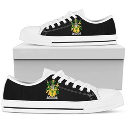 Irish Sheridan Coat of Arms Family Crest Ireland Low Top Shoes (Women's/Men's) Black/ White Irish Shoes