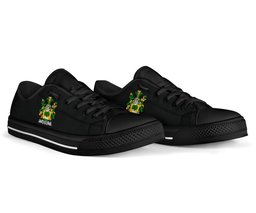 Irish Rothe Coat of Arms Family Crest Ireland Low Top Shoes (Women's/Men's) Black/ White Irish Shoes