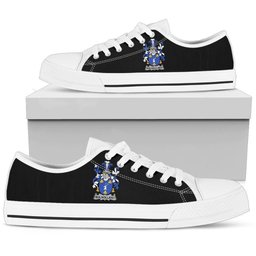 Irish Mulholland Coat of Arms Family Crest Ireland Low Top Shoes (Women's/Men's) Black/ White Irish Shoes
