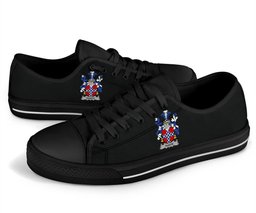 Irish Taaffe Coat of Arms Family Crest Ireland Low Top Shoes (Women's/Men's) Black/ White Irish Shoes