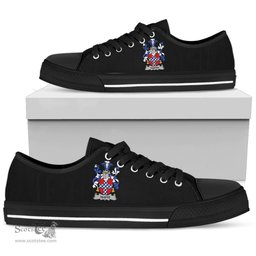 Irish Taaffe Coat of Arms Family Crest Ireland Low Top Shoes (Women's/Men's) Black/ White Irish Shoes