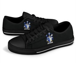 Irish Sheehy or McSheehy Coat of Arms Family Crest Ireland Low Top Shoes (Women's/Men's) Black/ White Irish Shoes