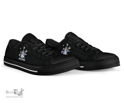 Irish Sharpe Coat of Arms Family Crest Ireland Low Top Shoes (Women's/Men's) Black/ White Irish Shoes