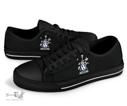 Irish Sharpe Coat of Arms Family Crest Ireland Low Top Shoes (Women's/Men's) Black/ White Irish Shoes