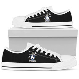 Irish Sharpe Coat of Arms Family Crest Ireland Low Top Shoes (Women's/Men's) Black/ White Irish Shoes