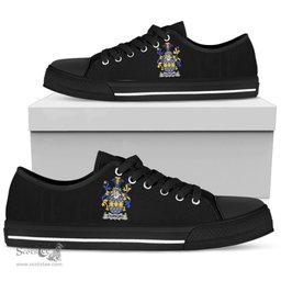 Irish Stopford Coat of Arms Family Crest Ireland Low Top Shoes (Women's/Men's) Black/ White Irish Shoes