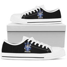 Irish Ralphson Coat of Arms Family Crest Ireland Low Top Shoes (Women's/Men's) Black/ White Irish Shoes