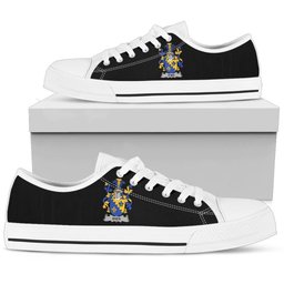 Irish Shea or O'Shee Coat of Arms Family Crest Ireland Low Top Shoes (Women's/Men's) Black/ White Irish Shoes