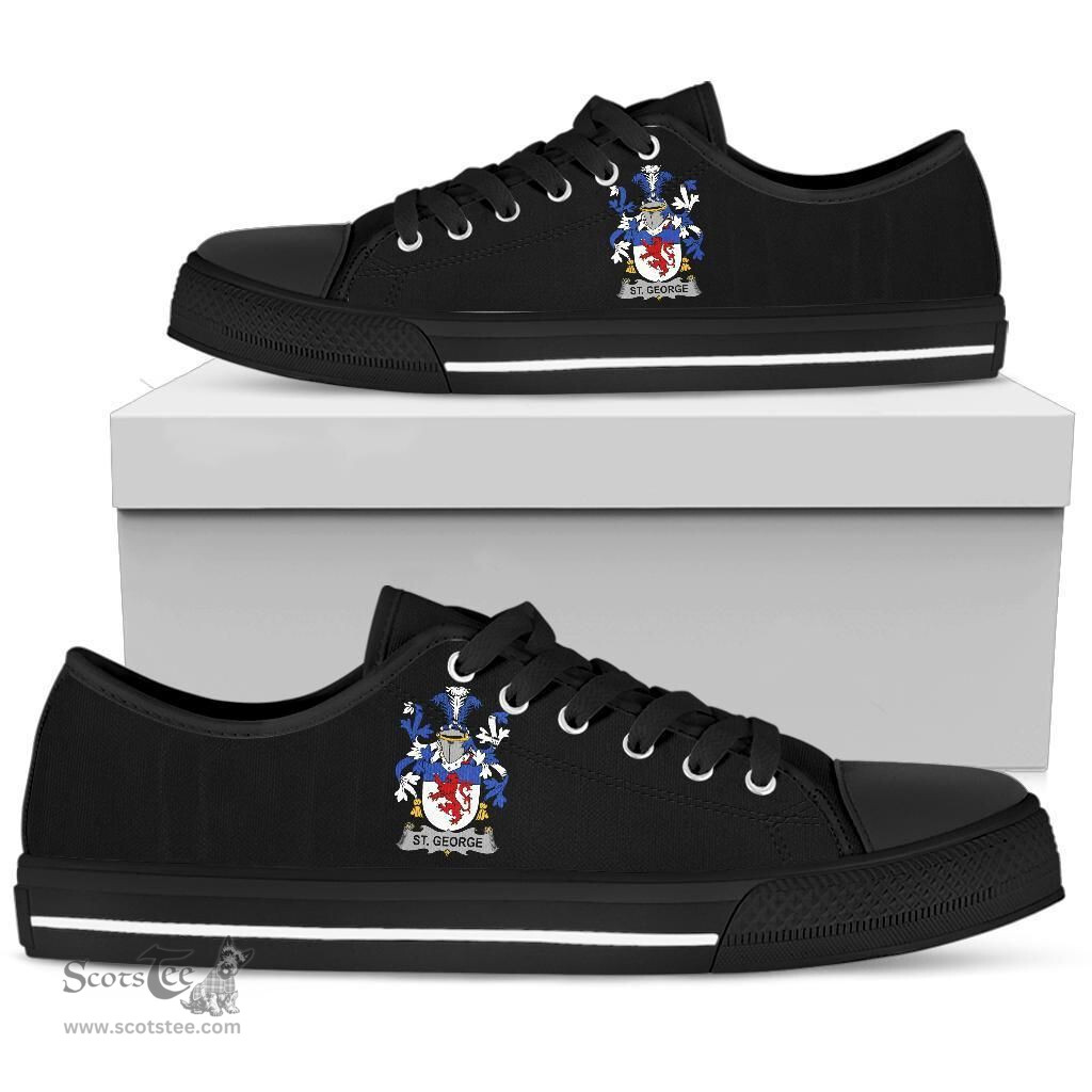 Irish St. George Coat of Arms Family Crest Ireland Low Top Shoes (Women's/Men's) Black/ White Irish Shoes
