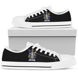 Irish Read Coat of Arms Family Crest Ireland Low Top Shoes (Women's/Men's) Black/ White Irish Shoes