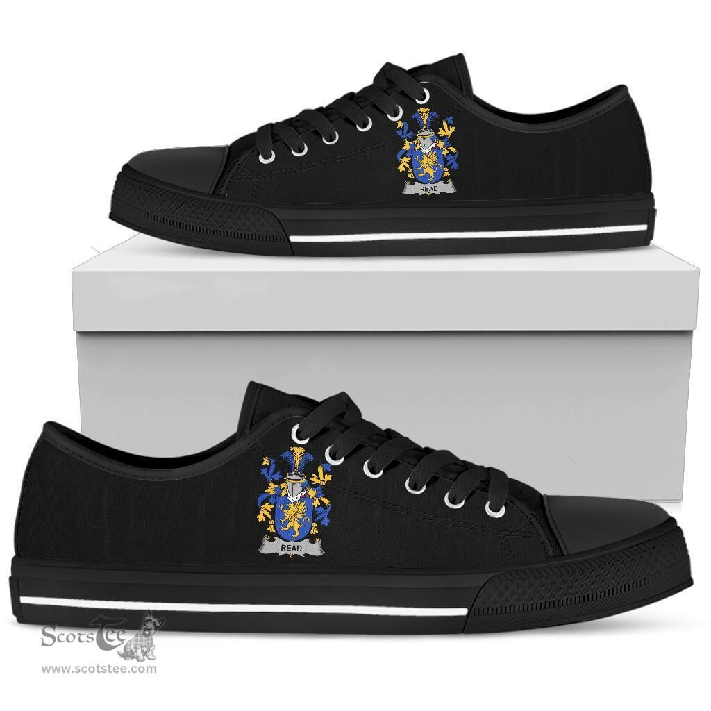 Irish Read Coat of Arms Family Crest Ireland Low Top Shoes (Women's/Men's) Black/ White Irish Shoes