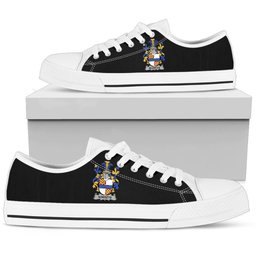 Irish Norreys Coat of Arms Family Crest Ireland Low Top Shoes (Women's/Men's) Black/ White Irish Shoes