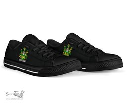 Irish Robison or Robinson Coat of Arms Family Crest Ireland Low Top Shoes (Women's/Men's) Black/ White Irish Shoes