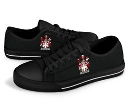 Irish Wellesby Coat of Arms Family Crest Ireland Low Top Shoes (Women's/Men's) Black/ White Irish Shoes