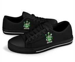 Irish Wynne Coat of Arms Family Crest Ireland Low Top Shoes (Women's/Men's) Black/ White Irish Shoes