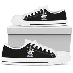 Irish Myers Coat of Arms Family Crest Ireland Low Top Shoes (Women's/Men's) Black/ White Irish Shoes