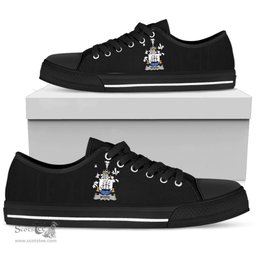 Irish Myers Coat of Arms Family Crest Ireland Low Top Shoes (Women's/Men's) Black/ White Irish Shoes