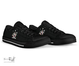 Irish Quicke Coat of Arms Family Crest Ireland Low Top Shoes (Women's/Men's) Black/ White Irish Shoes