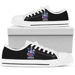 Irish Pendleton Coat of Arms Family Crest Ireland Low Top Shoes (Women's/Men's) Black/ White Irish Shoes