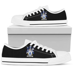 Irish Shanahan or O'Shanahan Coat of Arms Family Crest Ireland Low Top Shoes (Women's/Men's) Black/ White Irish Shoes