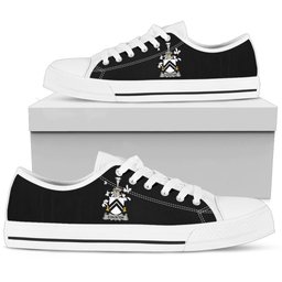 Irish Staunton Coat of Arms Family Crest Ireland Low Top Shoes (Women's/Men's) Black/ White Irish Shoes