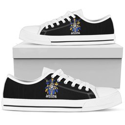 Irish Morrogh or Morrow Coat of Arms Family Crest Ireland Low Top Shoes (Women's/Men's) Black/ White Irish Shoes