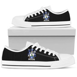 Irish Woulfe Coat of Arms Family Crest Ireland Low Top Shoes (Women's/Men's) Black/ White Irish Shoes