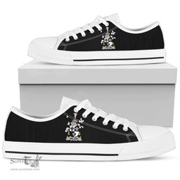Irish Nelson or Nealson Coat of Arms Family Crest Ireland Low Top Shoes (Women's/Men's) Black/ White Irish Shoes