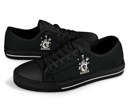 Irish Stapleton Coat of Arms Family Crest Ireland Low Top Shoes (Women's/Men's) Black/ White Irish Shoes