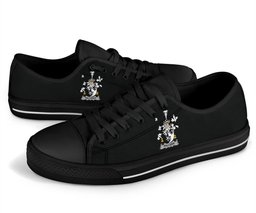 Irish Palliser Coat of Arms Family Crest Ireland Low Top Shoes (Women's/Men's) Black/ White Irish Shoes