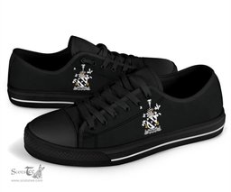 Irish Rowley or O'Rowley Coat of Arms Family Crest Ireland Low Top Shoes (Women's/Men's) Black/ White Irish Shoes