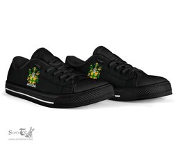 Irish Noone or O'Noone Coat of Arms Family Crest Ireland Low Top Shoes (Women's/Men's) Black/ White Irish Shoes