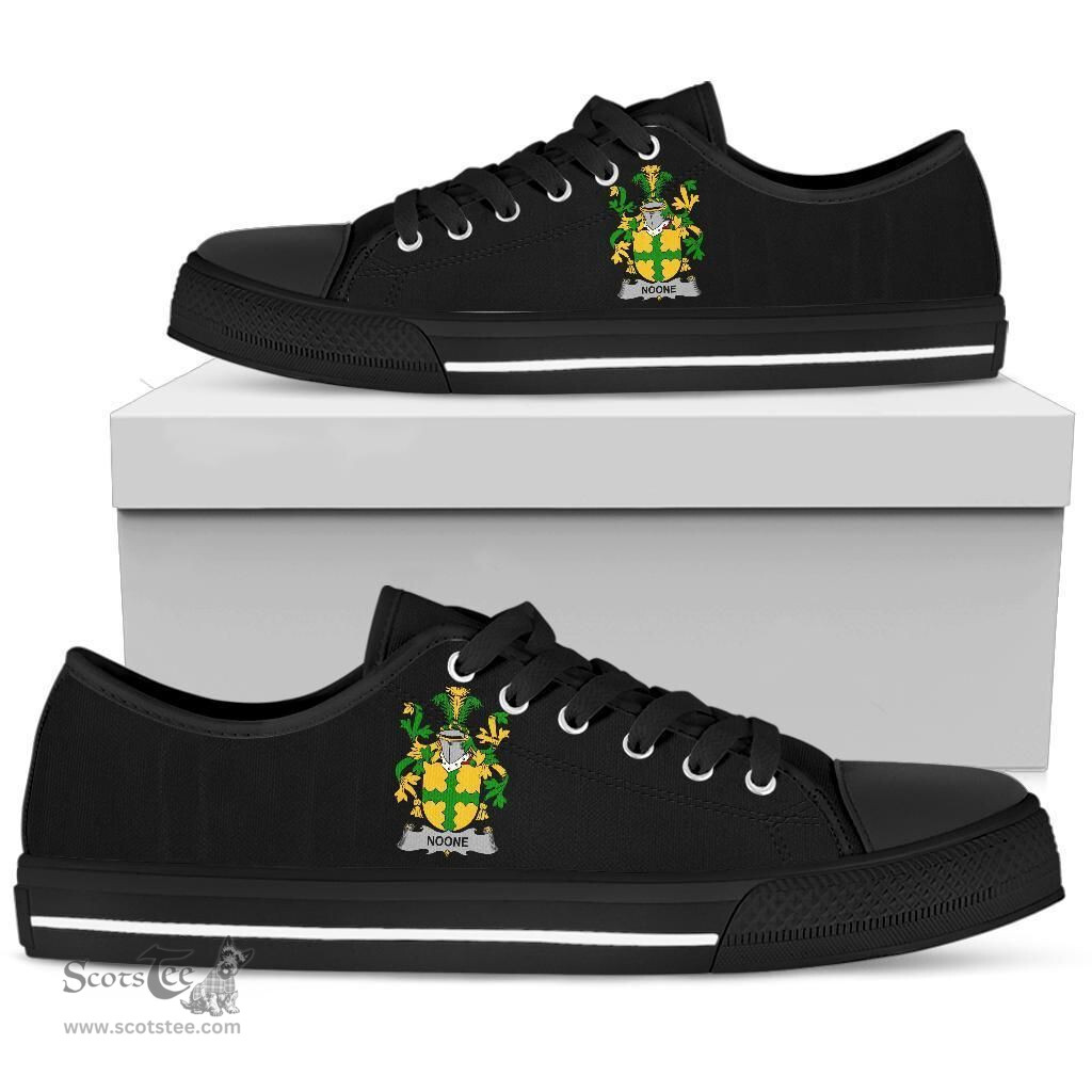 Irish Noone or O'Noone Coat of Arms Family Crest Ireland Low Top Shoes (Women's/Men's) Black/ White Irish Shoes