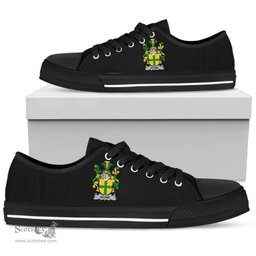 Irish Noone or O'Noone Coat of Arms Family Crest Ireland Low Top Shoes (Women's/Men's) Black/ White Irish Shoes