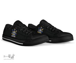 Irish Tomkins Coat of Arms Family Crest Ireland Low Top Shoes (Women's/Men's) Black/ White Irish Shoes